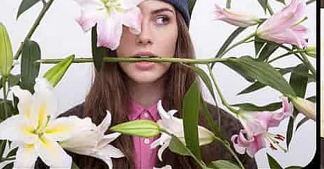 Original photo of a person with lilies